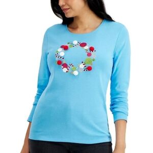 Karen Scott Shirt Pullover Holiday Size Medium